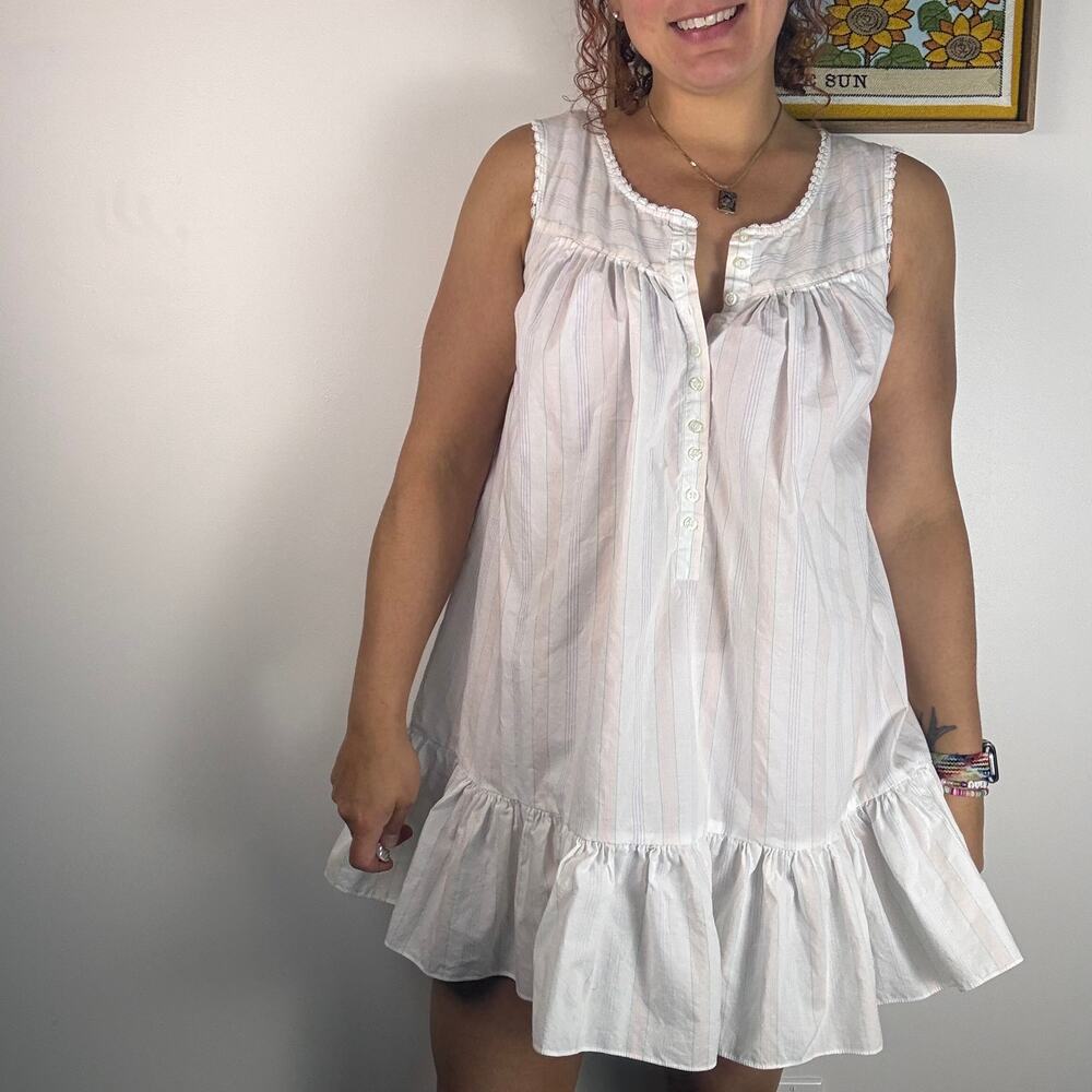 Reworked Upcycled Vintage 80s Victoria's Secret stripe nightgown dress Medium